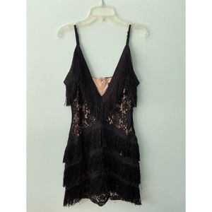 Black lace and fringe dress